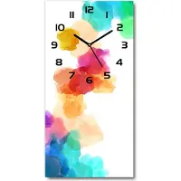 Tulup Wandklok - Kleurrijke vlekken Gekleurde Glazen Klok - 30x60 cm - Veelkleurig Glazen Klok Met Print - Zwarte handen - Rechthoekige Klok - Moderne Wandklok Glas - Wandklok Glas Decoratie