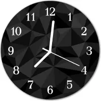 Tulup Wandklok - 3D-patroon Moderne Glazen Wandklok - 30fi cm - Zwart Wandklok Glas Met Motief - Witte Handen - Ronde Wandklok - Decoratieve Glazen Klok - Glazen Wandklok Design