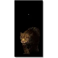 Tulup Wandklok - Jaguar Glazen Klok Met Print - 30x60 cm - Zwart Wandklok Glas Met Motief - Zwarte handen - Rechthoekige Klok - Wandklok Glas Decoratie - Gekleurde Glazen Klok
