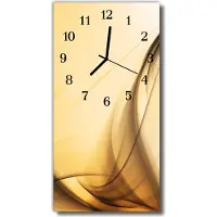 Tulup Wandklok - Abstractie Wandklok Glas Met Motief - 30x60 cm - Beige Decoratieve Glazen Klok - Zwarte Handen - Rechthoekige Wandklok - Glazen Wandklok Design - Klok Glas Met Opdruk