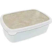 MuchoWow Broodtrommel Wit - Lunchbox Lichtbeige - Marmer print - Diffusie adering - Brooddoos 18x12x6 cm - Brood lunch box - Broodtrommels voor kinderen en volwassenen
