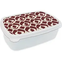 MuchoWow Broodtrommel Wit - Lunchbox Rood - Druppelpatroon - Grafisch - Brooddoos 18x12x6 cm - Brood lunch box - Broodtrommels voor kinderen en volwassenen