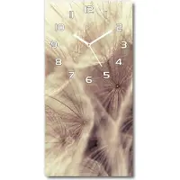 Tulup Wandklok - Paardebloem Gekleurde Glazen Klok - 30x60 cm - Grijs Glazen Klok Met Print - Witte handen - Rechthoekige Klok - Moderne Wandklok Glas - Wandklok Glas Decoratie