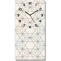 Tulup Wandklok - Geometrische achtergrond Gekleurde Glazen Klok - 30x60 cm - Beige Glazen Klok Met Print - Zwarte handen - Rechthoekige Klok - Moderne Wandklok Glas - Wandklok Glas Decoratie