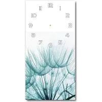 Tulup Wandklok - Paardenbloemzaden Glazen Wandklok Design - 30x60 cm - Wit Klok Glas Met Opdruk - Witte handen - Rechthoekige Klok - Wandklok Glas Met Motief - Decoratieve Glazen Klok