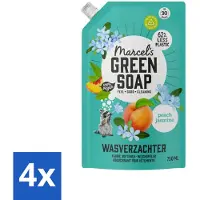 Marcel's Green Soap Marcel’s Green Soap – Wasverzachter – Peach & Jasmine Navulling – 750 ml - Voordeelverpakking - 4 stuks