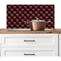 KitchenYeah Spatscherm keuken 80x40 cm - Kookplaat achterwand Leer - Patroon - Bordeaux - Muurbeschermer - Spatwand fornuis - Hoogwaardig aluminium