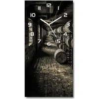 Tulup Wandklok - Bourbonvaten Moderne Wandklok Glas - 30x60 cm - Zwart-wit Wandklok Glas Decoratie - Witte handen - Rechthoekige Klok - Glazen Wandklok Design - Klok Glas Met Opdruk