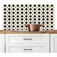 KitchenYeah Spatscherm keuken 120x60 cm - Kookplaat achterwand Stervormen - Geometrisch - Zwart - Muurbeschermer - Spatwand fornuis - Hoogwaardig aluminium