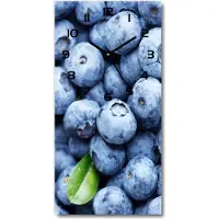 Tulup Wandklok - Bosbessen Moderne Wandklok Glas - 30x60 cm - Blauw Wandklok Glas Decoratie - Zwarte handen - Rechthoekige Klok - Glazen Wandklok Design - Klok Glas Met Opdruk