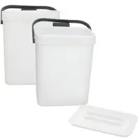 Gerimport Aanrecht prullenbakje Anne - 2x - 26 cm - met klepdeksel - wit - 5 ltr - aanrecht / tafel model