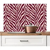 KitchenYeah Spatscherm keuken 100x65 cm - Kookplaat achterwand Zebra - Motief - Bordeaux - Rood - Muurbeschermer - Spatwand fornuis - Hoogwaardig aluminium