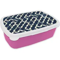 MuchoWow Broodtrommel Roze - Lunchbox Abstract - Patroon - Blauw - Brooddoos 18x12x6 cm - Brood lunch box - Broodtrommels voor kinderen en volwassenen