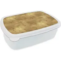 MuchoWow Broodtrommel Wit - Lunchbox Industrieel - Textuur - Goud - Brooddoos 18x12x6 cm - Brood lunch box - Broodtrommels voor kinderen en volwassenen
