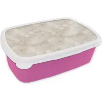 MuchoWow Broodtrommel Roze - Lunchbox Lichtbeige - Goudbruine Nerven - Marmer print - Brooddoos 18x12x6 cm - Brood lunch box - Broodtrommels voor kinderen en volwassenen