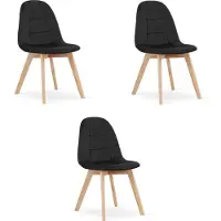 Leobert BORA Velvet Design Stoelen – Set van 3 – Zwart Fluweel – Scandinavisch Design – Beukenhouten Poten – Modern & Ergonomisch