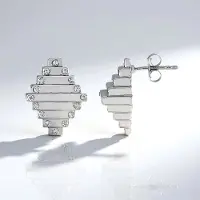 Cavill - Zilveren oorbellen 925 Sterling Zilver Geplatineerd - 32 Cambodjaanse Zirkonen 0,638 ct - Modern Geometrisch Design - Monosono Collectie