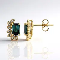 Cavill - Zilveren Oorbellen - 925 Sterling Zilver - Indigoliet 1,10 ct Radiant Achthoekig - 14 Zirkonen 0,09 ct - Elegante Oorbellen Dames