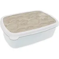 MuchoWow Broodtrommel Wit - Lunchbox Bogen - Patroon - Beige - Brooddoos 18x12x6 cm - Brood lunch box - Broodtrommels voor kinderen en volwassenen