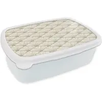 MuchoWow Broodtrommel Wit - Lunchbox Klassiek - Art - Beige - Brooddoos 18x12x6 cm - Brood lunch box - Broodtrommels voor kinderen en volwassenen