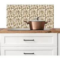 KitchenYeah Spatscherm keuken 80x40 cm - Kookplaat achterwand Geometrisch - Retro - Bruin - Muurbeschermer - Spatwand fornuis - Hoogwaardig aluminium