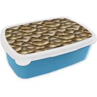 MuchoWow Broodtrommel Blauw - Lunchbox Abstract - Antiek - Goud - Brooddoos 18x12x6 cm - Brood lunch box - Broodtrommels voor kinderen en volwassenen