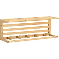 Zeller Present Kapstok - Bamboe wandplank met haken, 57 x 15 cm