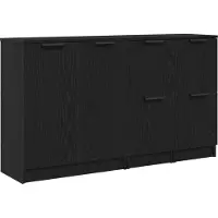 vidaXL Dressoir 3 pcs Zwart Eiken 120 x 30 x 70 cm Bewerkt hout