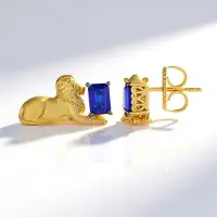 Cavill - Zilveren Oorbellen - 925 Sterling Zilver Verguld - Kobaltblauwe Spinel 1 098 ct - Achthoekig Geslepen - Luxe Oorknopjes 10 mm