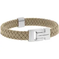 Steel & Barnett - Leren Armband Heren - Harrison - Beige - Maat L