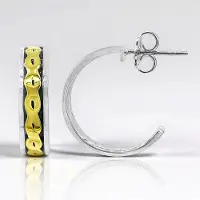Cavill - 925 Sterling Zilver Oorbellen met Gouden Accenten - Nan Collection - 19mm Golfpatroon Oorknopjes - Modern & Stijlvol