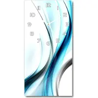 Tulup Wandklok - Golfabstractie Moderne Wandklok Glas - 30x60 cm - Blauw Wandklok Glas Decoratie - Witte handen - Rechthoekige Klok - Glazen Wandklok Design - Klok Glas Met Opdruk