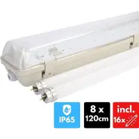 Proventa EcoPlus LED TL Balken dubbel 8 x 120 cm - Waterdicht & Slagvast - 8Pack