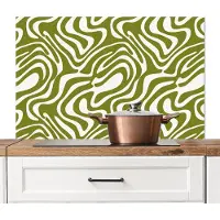KitchenYeah Spatscherm keuken 100x65 cm - Kookplaat achterwand Lijnpatroon - Groen - Organisch - Muurbeschermer - Spatwand fornuis - Hoogwaardig aluminium