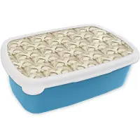 MuchoWow Broodtrommel Blauw - Lunchbox Ornament - Barok - Goud - Brooddoos 18x12x6 cm - Brood lunch box - Broodtrommels voor kinderen en volwassenen