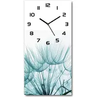 Tulup Wandklok - Paardenbloemzaden Decoratieve Glazen Klok - 30x60 cm - Wit Glazen Wandklok Design - Zwarte handen - Rechthoekige Klok - Glazen Klok Met Print - Wandklok Glas Met Motief