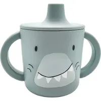 Trixie Tuitbeker - Mr. Shark - Drinkbeker voor Baby - Antilek Beker - Voor baby's vanaf 4 maanden - van Siliconen - Geschikt voor de Vaatwasser