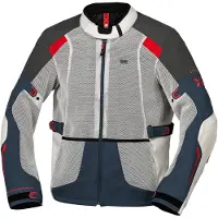 IXS Tourster-BigAir 1.0, stoffen jas ,Lichtgrijs/Donkerblauw/Rood ,XXL