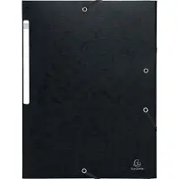 Exacompta 50x Scotten Elastomap + 3 kleppen in gewafeld glanskarton 425g/m2 - A4 - Zwart - 55751E