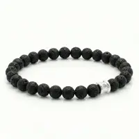 Steel & Barnett - Kralenarmband Heren - Lava - Lavasteen - Maat M