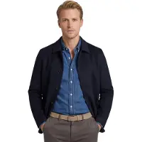 Profuomo Wool Button overshirt donkerblauw