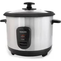 Tomado TRC1001S - Rijstkoker - Inhoud 1 liter - Warmhoudfunctie - 5 porties - Anti aanbaklaag - Rice cooker - Rvs