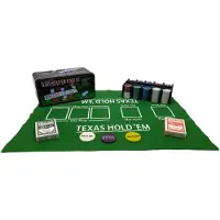 HOT Games Pokerset Texas Hold'em Blik met 200 chips/kaarten/kleed