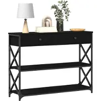vidaXL Console Tafel met lade met plank Zwart eiken 100 x 28 x 75 cm