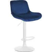 CLP Solon Barkruk - met rugleuning - in hoogte verstelbaar - draaibaar - wit frame - wit/blauw