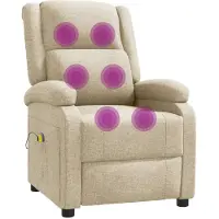 vidaXL Massagestoel stof crèmekleurig