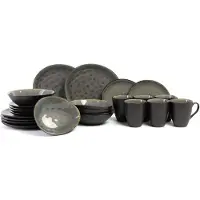 Cosy & Trendy Serviesset Organic Laguna Blue Grey 24-delig / 6 personen - 6 dinerborden, 6 bekers, 6 ontbijtborden en 6 diepe borden