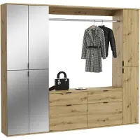 Ebuy24 Kledingkast Projekt X Emob - Artisan Oak - 212x193x34cm - Spiegeldeuren