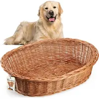 Kadax Wilgentenen Honden- en kattenligstoel, huisdierbed in natuurlijke kleur, hondenbed, kattenmand, ligstoel voor dieren, dierenbed, hondenslaapplaats, rustmand (22x90x70cm)