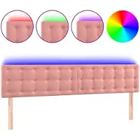 vidaXL Hoofdbord LED 160x5x78/88 cm fluweel roze